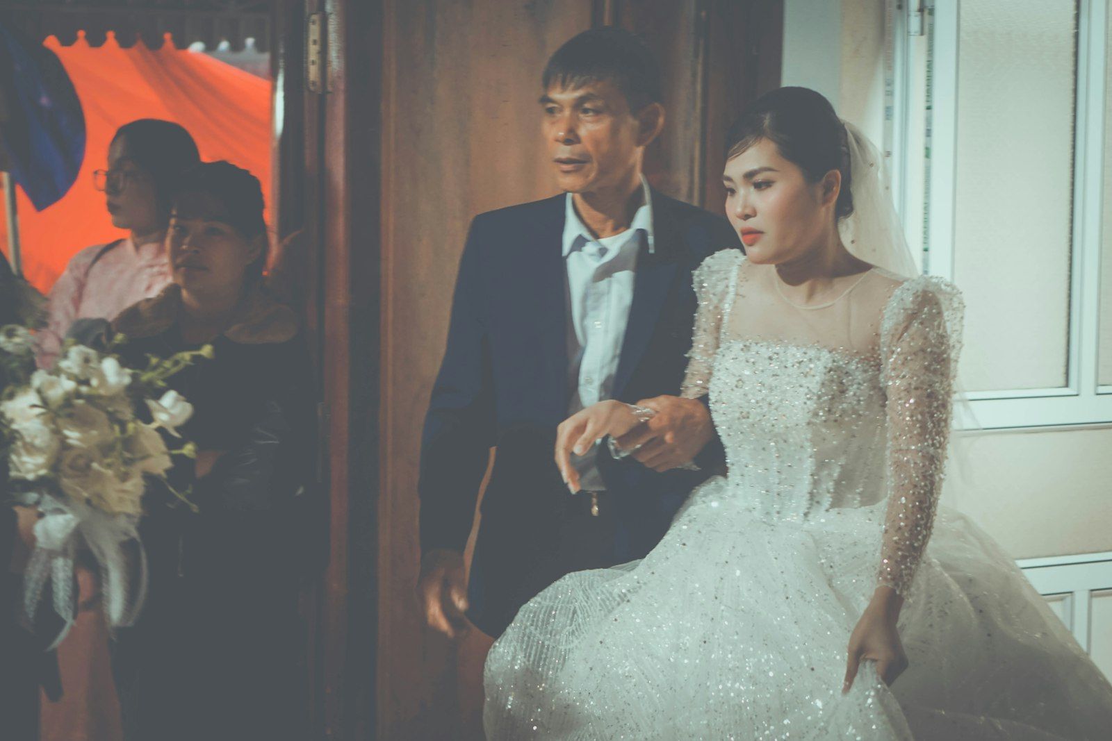 The couple entering the reception together